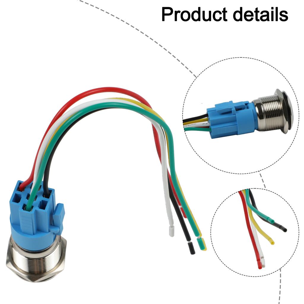 1pc Metal Push Button Switch With LED Indicator Light For 12-24V Automotive Marine Accessories Easy To Install