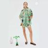 2023 New Casual European & American Two-Piece Set: Cotton & Linen Print Shirt + Shorts
