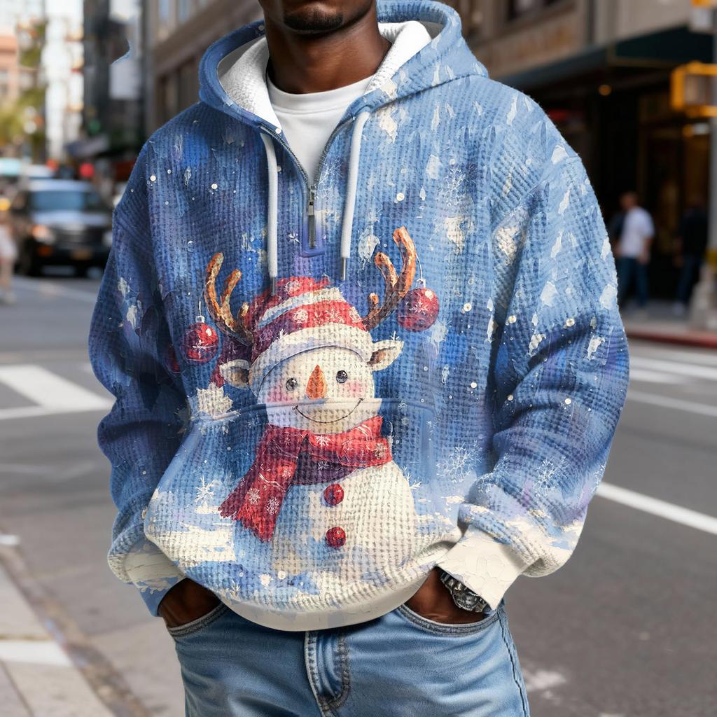 Pánská  Móda  Trendy Mikina s kapucí na půl zipu  Pulovr  Zesílená  Fleecová  Textura  Mikina