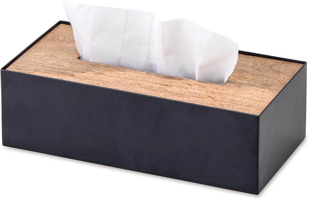 POSH LIVING Tissue Case, Black, Size: Approx. W26.5 D13.5 H8 cm, 41317