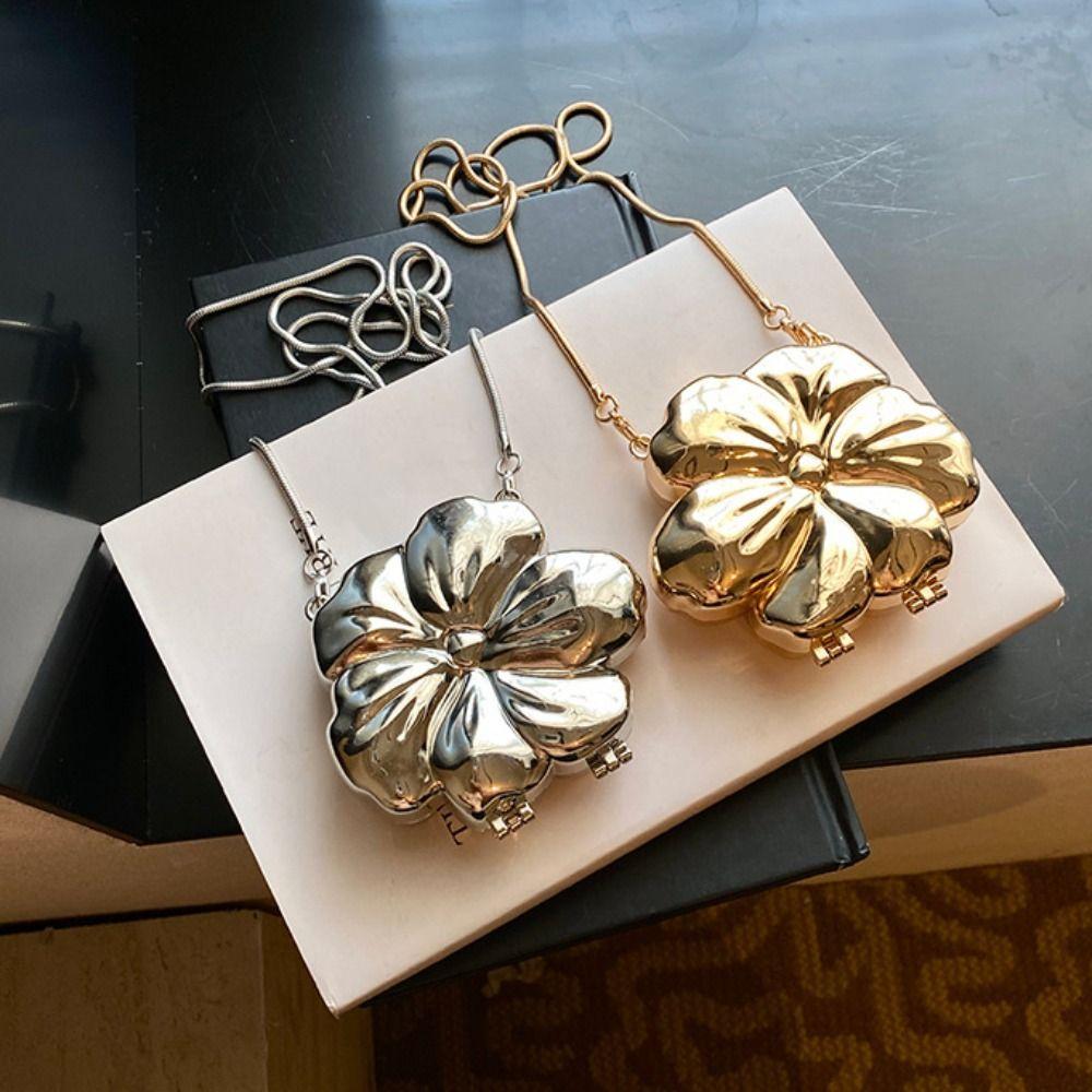 Acrylic Banquet Chain Bag Silver Funny Party Bag Portable Bright Flower Shoulder Bag  Outdoor