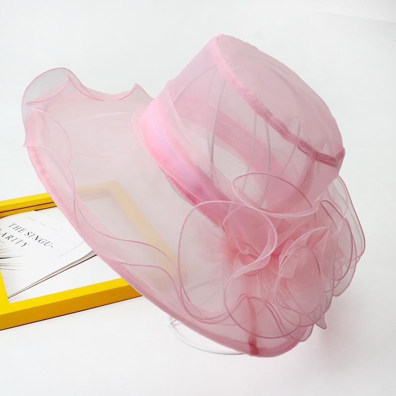 Hat Female Summer Hepburn Eugen Flower Vacation Beach Sunscreen Shade Flat Top Sun Hat Big Brim