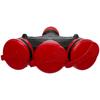 Three-way Schuko Socket Ip44 3X2P+Z 16A 250V Black-Red Splitter