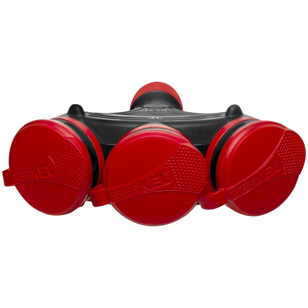 Three-way Schuko Socket Ip44 3X2P+Z 16A 250V Black-Red Splitter