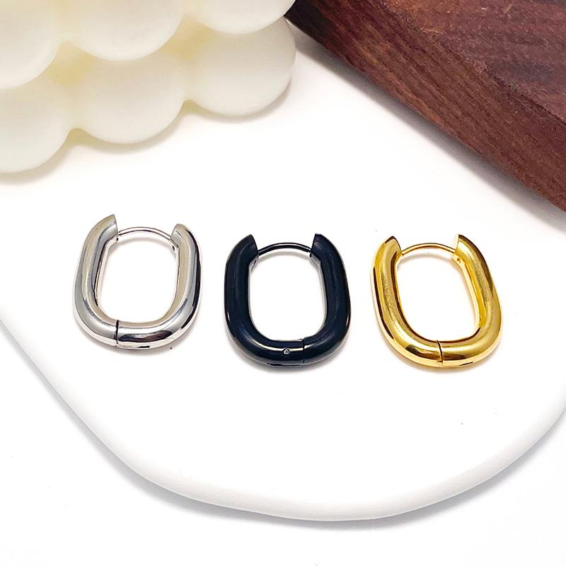 Fashion Stainless Steel Hoop Earrings For Women 4mm Thick U Shape Punk Hip Hop Gold Silver Color Female Jewelry Pendientes Mujer