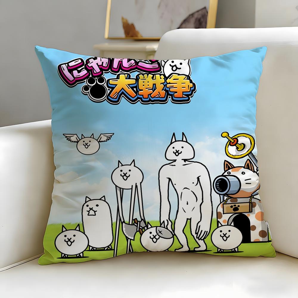 

popular game The Battle Cats Cushion Cover Soft & Easy-Wash Pillow Case – Versatile for Couch, Bed, Travel and Office 30cmx30cm