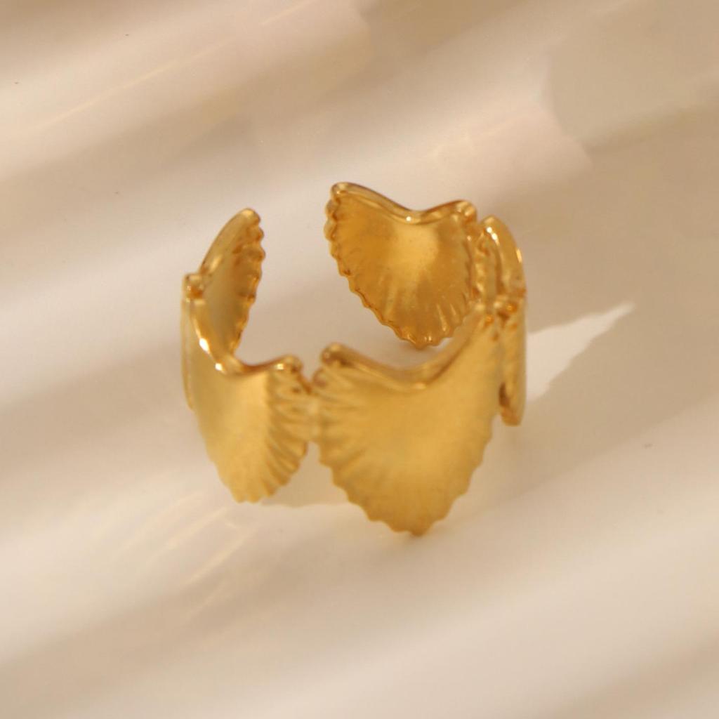 Elegant 18k Gold-Plated Stainless Steel Open Ring with Unique Korean Design