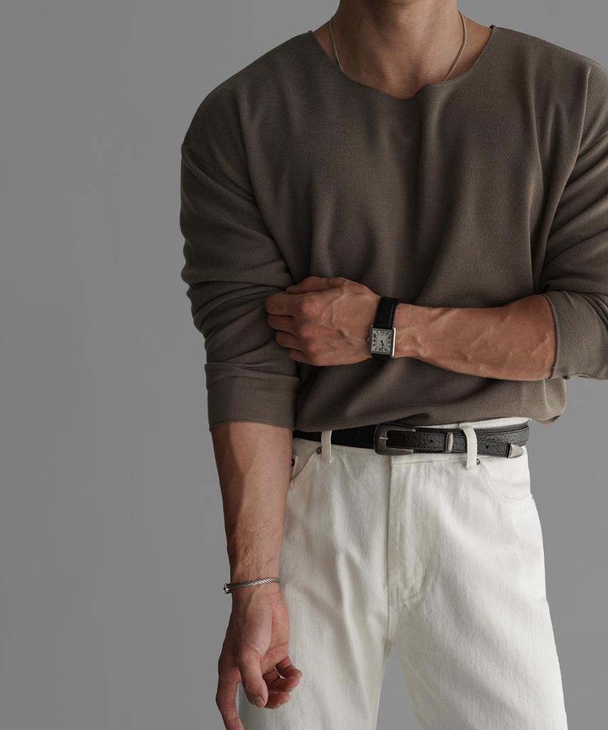 Baulopeulodeogteu Boat Neck Basic Knit Tee [Mocha]