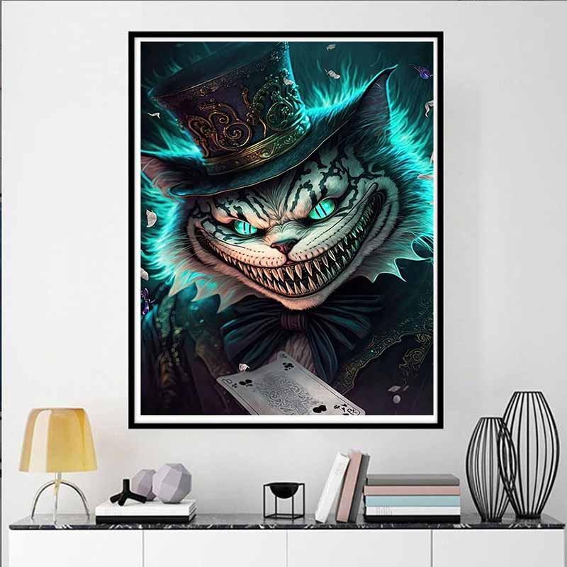 Disney Diamond Painting Dark Gothic Cheshire Cat  Alice in Wonderland Mosaic Craft Hobby DIY Gift Home Decoration Embroidery