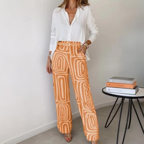 Zweiteilige Outfits für Damen Langarm-Hemden mit Knöpfen und Lange Hosen Elegantes Business-Set Lässiges Büro-Arbeits-Set