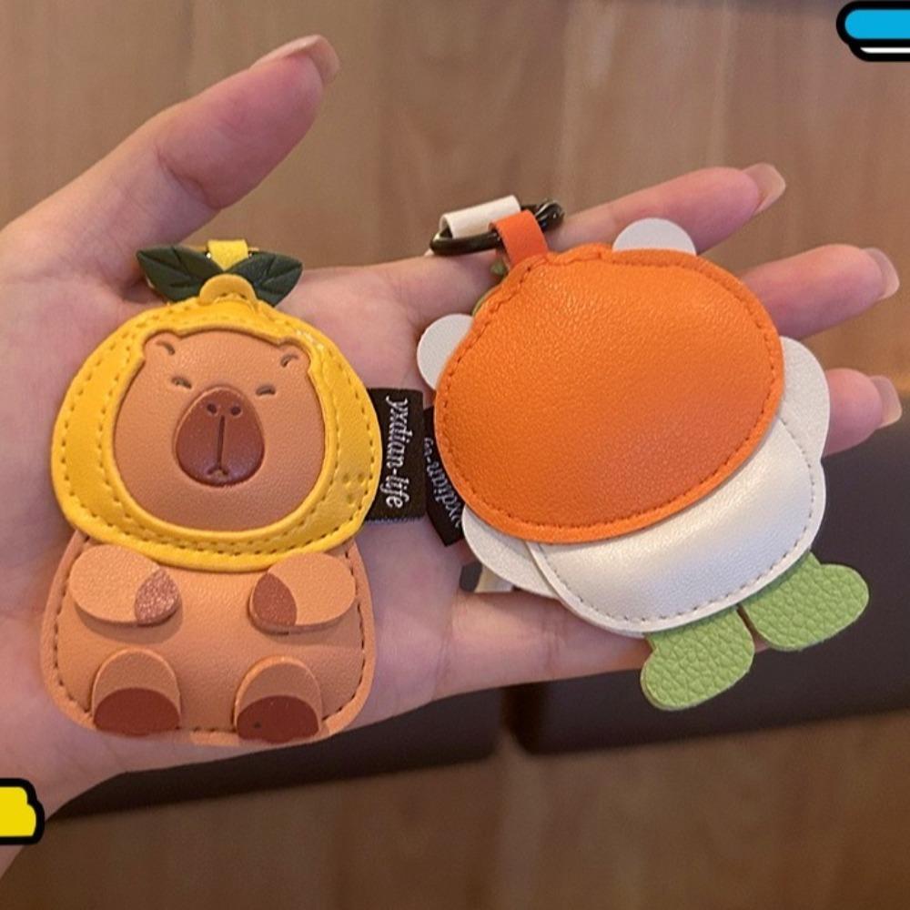Animal Cartoon Key Holder Doll PU Leather Key Rings Fashion Kapybara Keychain  Bag Charm
