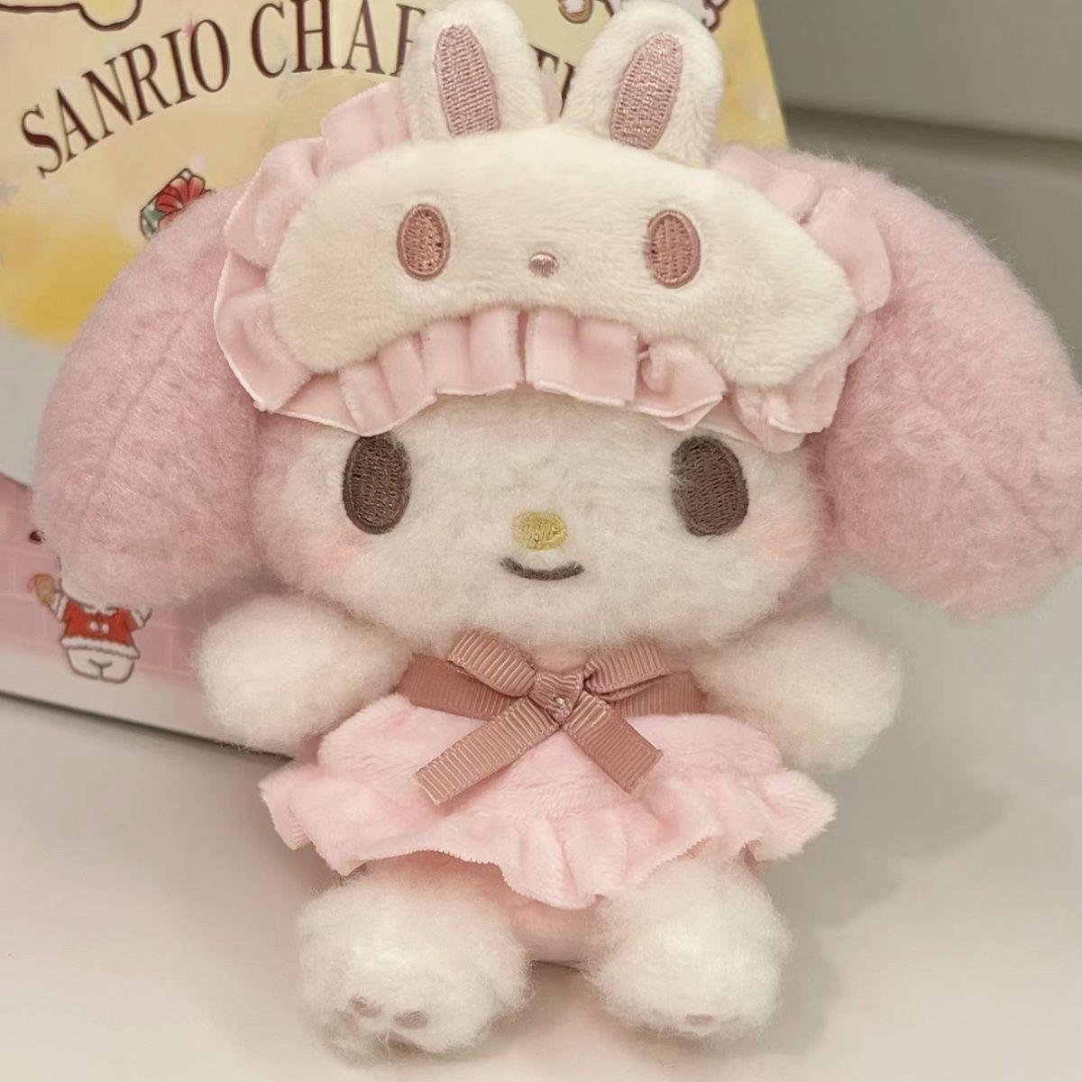 

Super Cute My Melody Pajama Eye Mask Series Kawaii Plush Doll Toy Bag Pendant Decoration Key Chain Girl s Holiday Gift