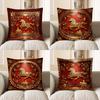 2D Golden Horse And Elephant Decorative Pillow Cover Pattern Cushion Cover Suitable For Sofa Bedroom Car Pillow Cover