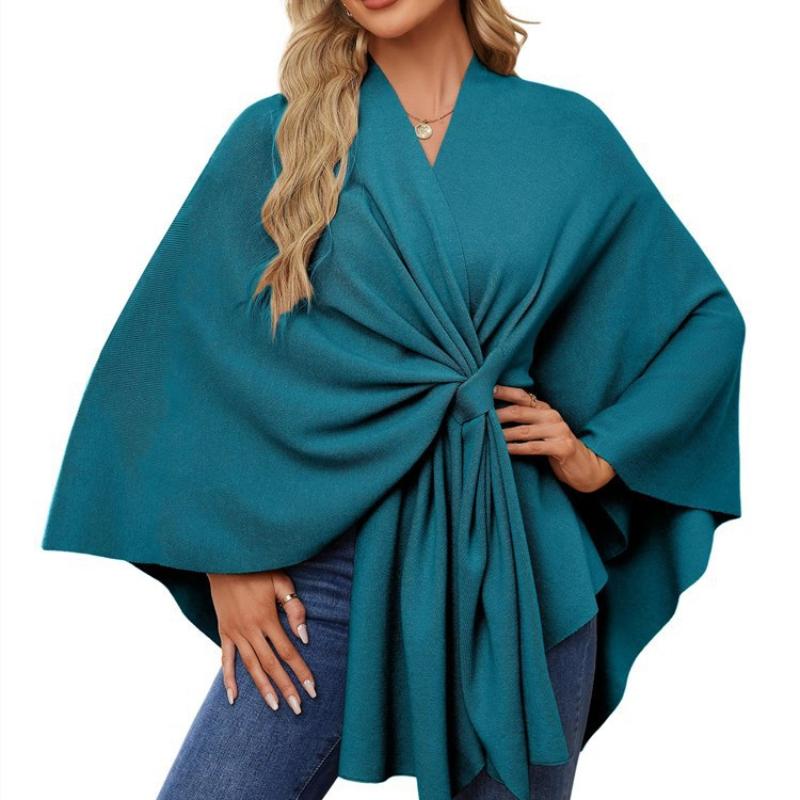 Ladies' Elegant One-piece Solid Color Soft Shawl Jacket Cloak Top