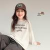 Girls' 100% Cotton Long-Sleeve Letter T-Shirt