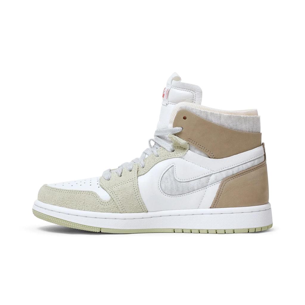 Womens Air Jordan 1 High Zoom Comfort 'Olive Aura' (women's Sizes) White / Olive Aura / Khaki / Grey Heather Vintage Basketball Shoes CT0979 102