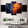 Canvas Painting Abstract Water Fire Heart-shaped 5 Pieces Wall Art Painting Modular Wallpapers Poster Print Home Decor