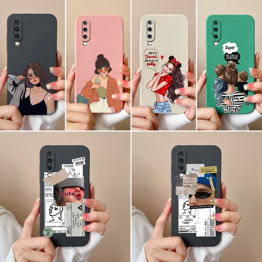 Compatible For Huawei P60 Y5 Y6 Y7 Y9 Y9A P30 P40 Trendy Girl Phone Case Lens Protection Soft Liquid Silicone Anti Drop Shell For Huawei Bumper Cover