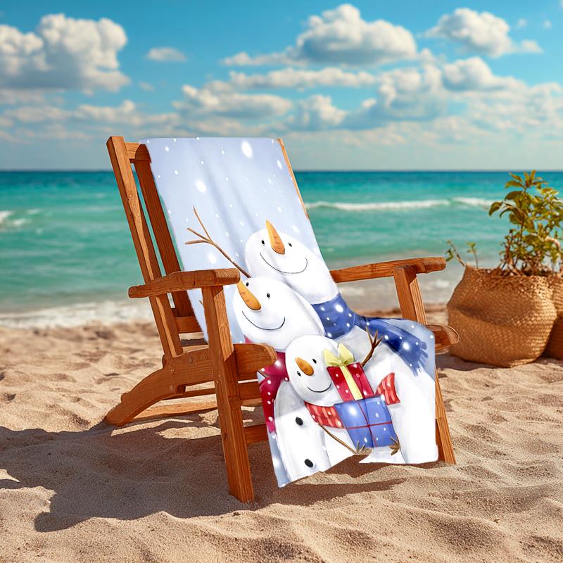 Ultra-Soft Beach Towel with Christmas Snowman Theme,Ideal for Pool - Camping, Diving - Perfect Travel Essential, Vibrant Beach Towel.