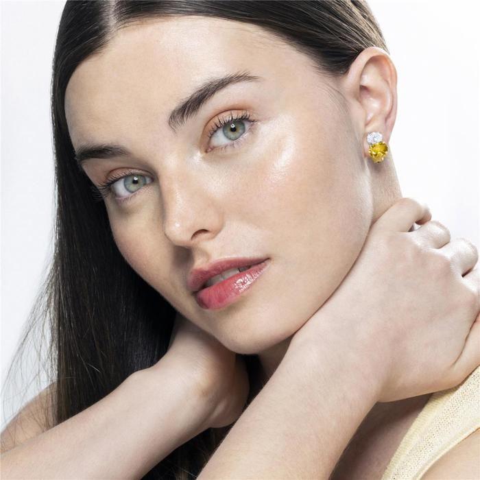 Boucles d'oreilles Luxenter en argent 925 et Padparadscha finies en or jaune 18k - Elsoni