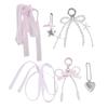 3Pcs Bowknot Key Chains with Faux Pearls Fashionable Heart Star Keyring Handmade Decoration for Handbags and Car Keys