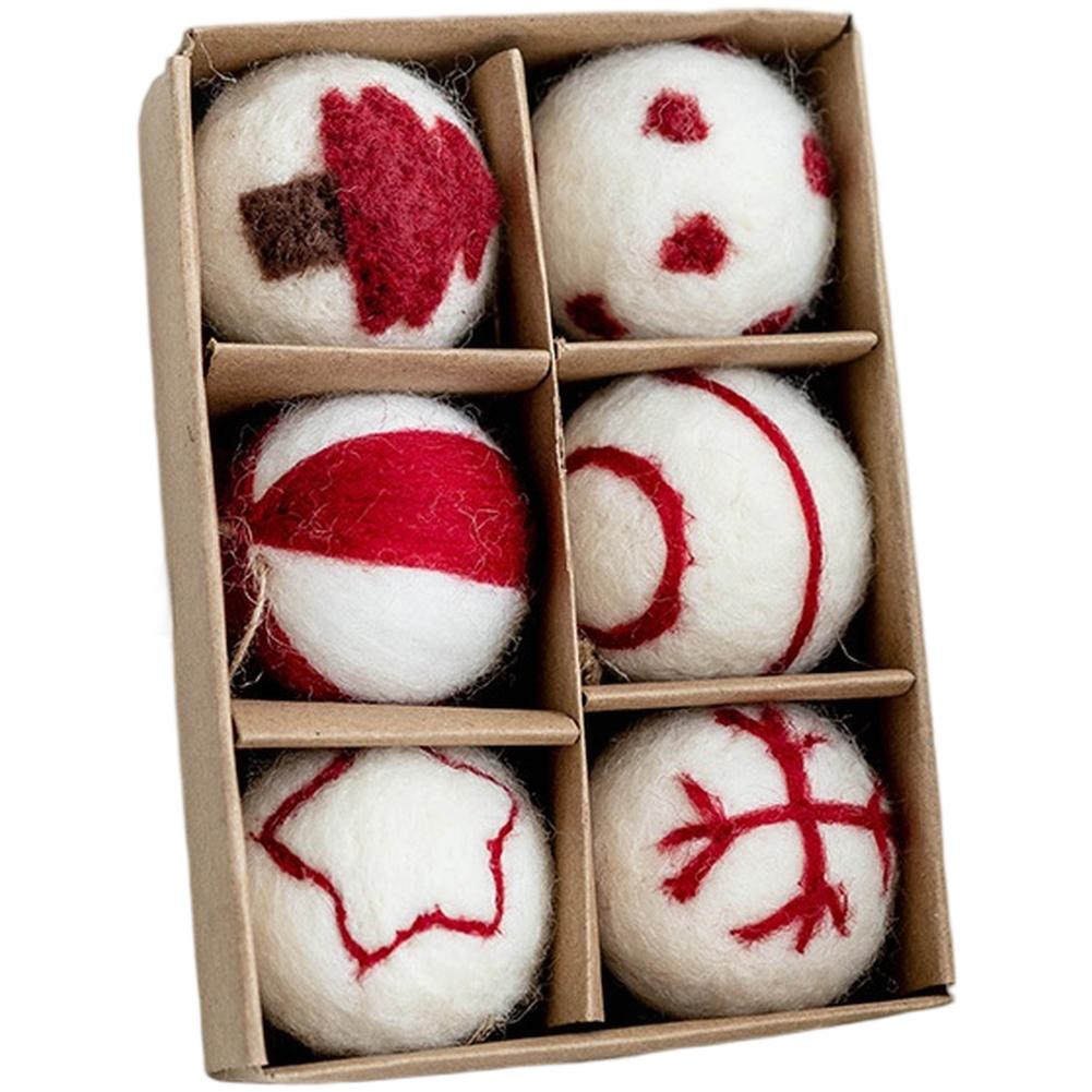 Festliches Wollfilzkugel- und Schneeflocken-Ornamente-Set 6 Stück oder 36 Stück mit Kordel zum Basteln von Weihnachtsbaumschmuck und saisonalen Handarbeiten