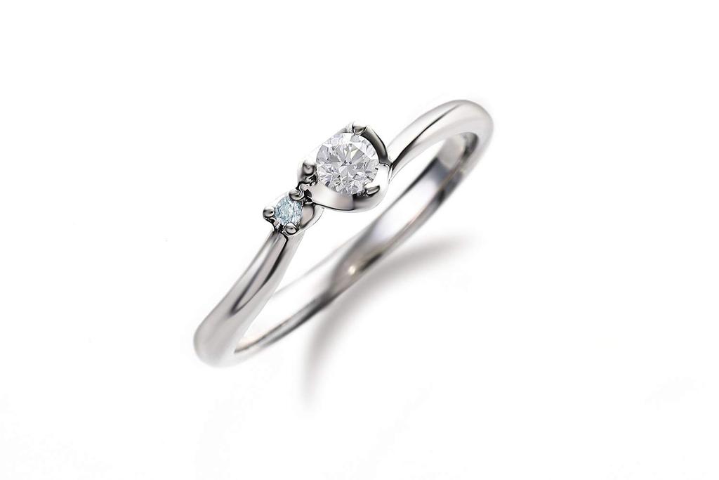 LEGAN Ice Blue Diamond Engagement Size Up Natural Diamond Engagement Wedding Made in Japan Ring, 15, Platinum, 0.1ct Ring, Ring, Women's,