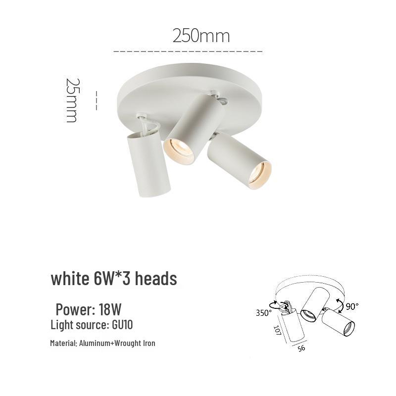 

Round Three-Head Surface-Mounted GU10 Spotlight for Aisles and Cloakrooms 6000K Cool White Light