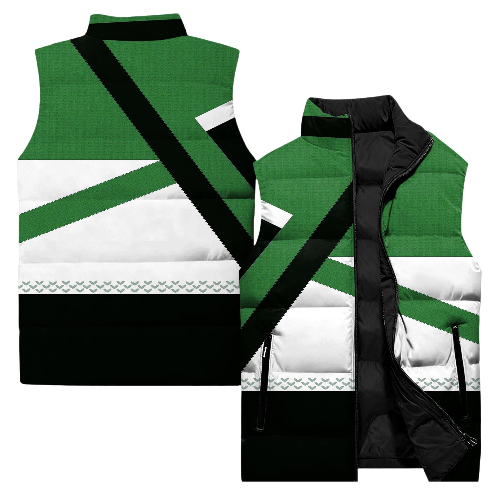 

Женский повседневный и модный жилет без рукавов, хлопковая куртка с квадратным принтом L зелёный
