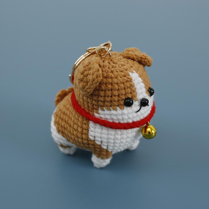 Funny Puppy Series Crochet Keychain Handmaking Knitted Puppy Keyrings Cute Small Dog Doll Crochet Keyrings Custom Accessories