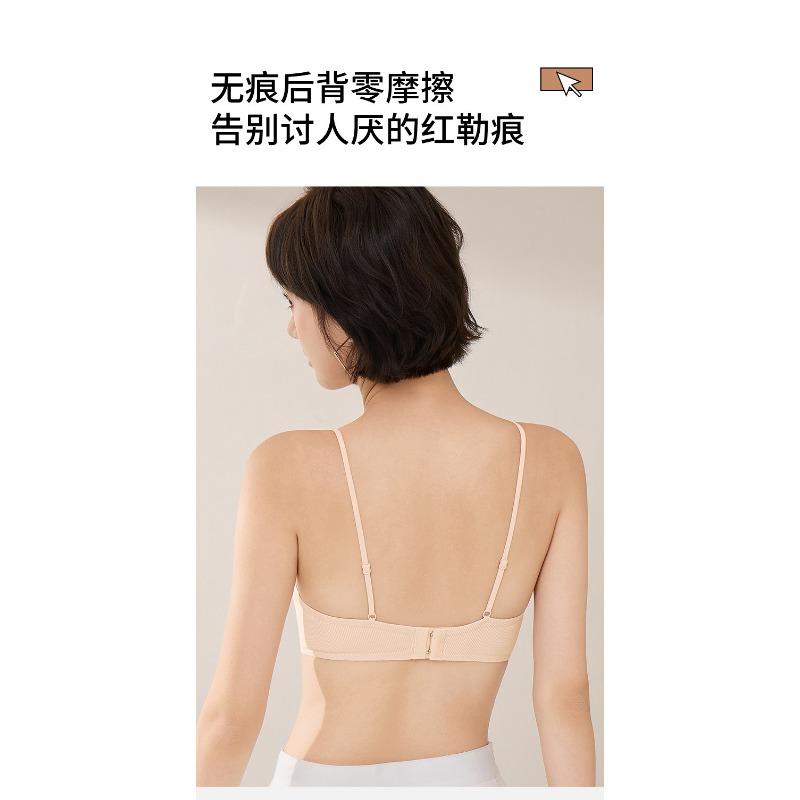 Women Seamless Comfort Bra For Small Bust Natural Gathering Ribbed Lingerie