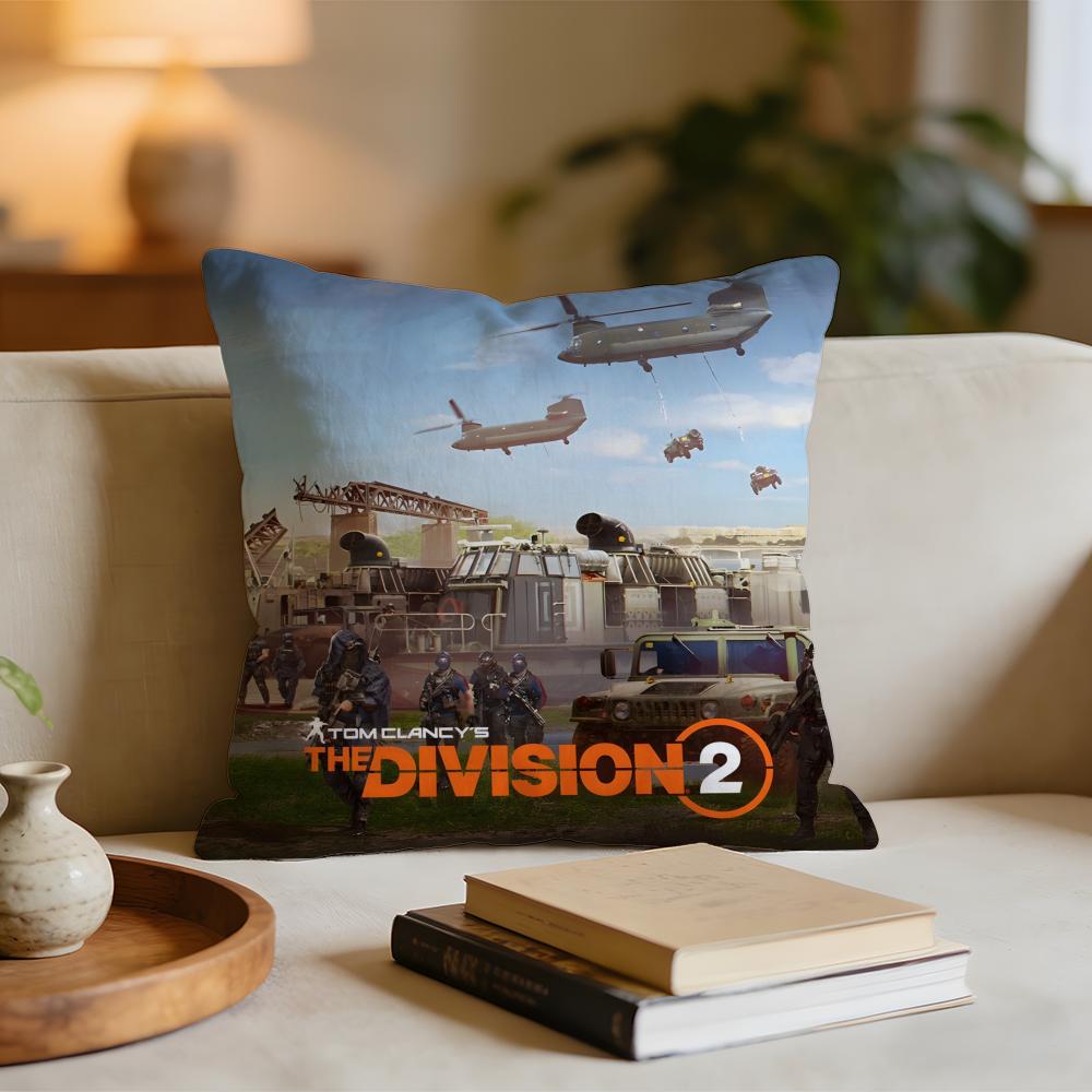Game Tom Clancys The Division 2 Cushion Cover Short Plush Pillowcase for Bed Sofa Carwashable