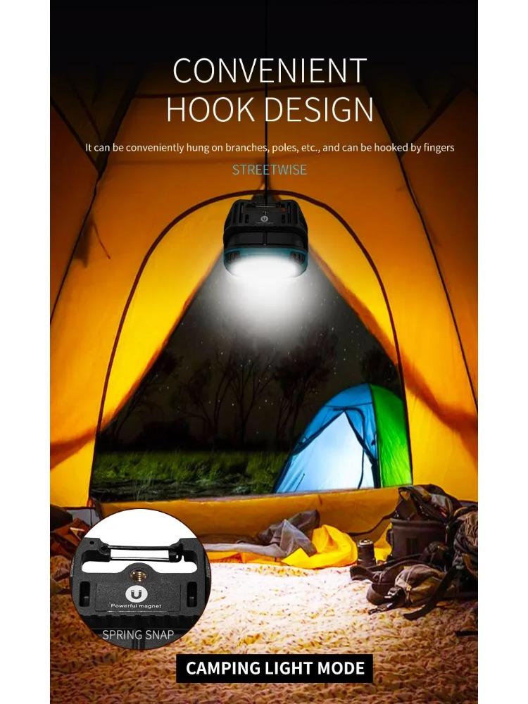 Hook Portable LED Flashlight Rechargeable Camping Hiking Fishing Light with Power Bank Strong Magnetic Adsorption Lantern