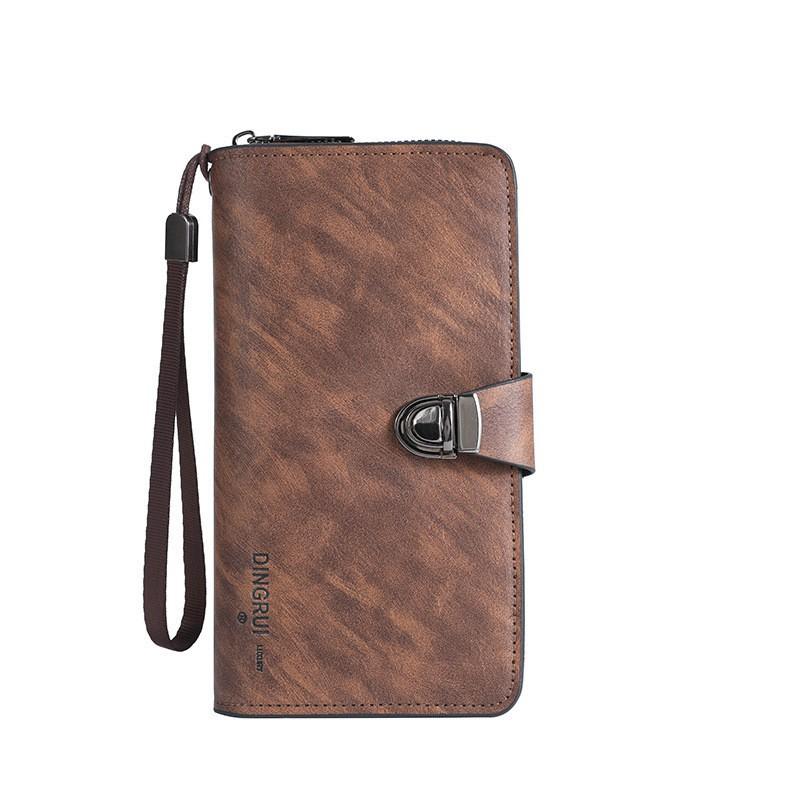 

New Men s High-end Wallet With Multiple Card Slots Large Capacity Fashionable Handbag Clip Coin Purse Buckle Retro Style 21X11X2 кавовий