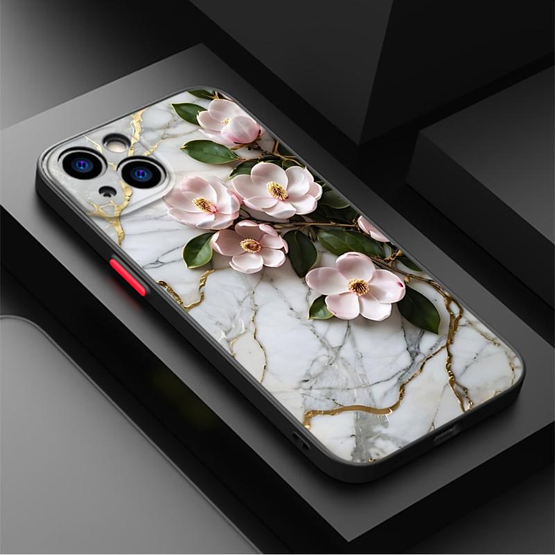 Funda Phone Case for iPhone 15 Pro Max 14 Plus 12 13 11 Pro Max SE 7 8 14 Pro XR XS X 15Pro 12 Mini Flower Marble