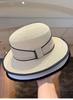 French Style Flat-Top Straw Hat Women's Summer Beach Vacation Wide Brim Sunshade Sun Hat Grass Hat for Sun Protection