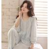 Qingmu Women's Gauze Nine Sleeve Pants Home Clothes Set
