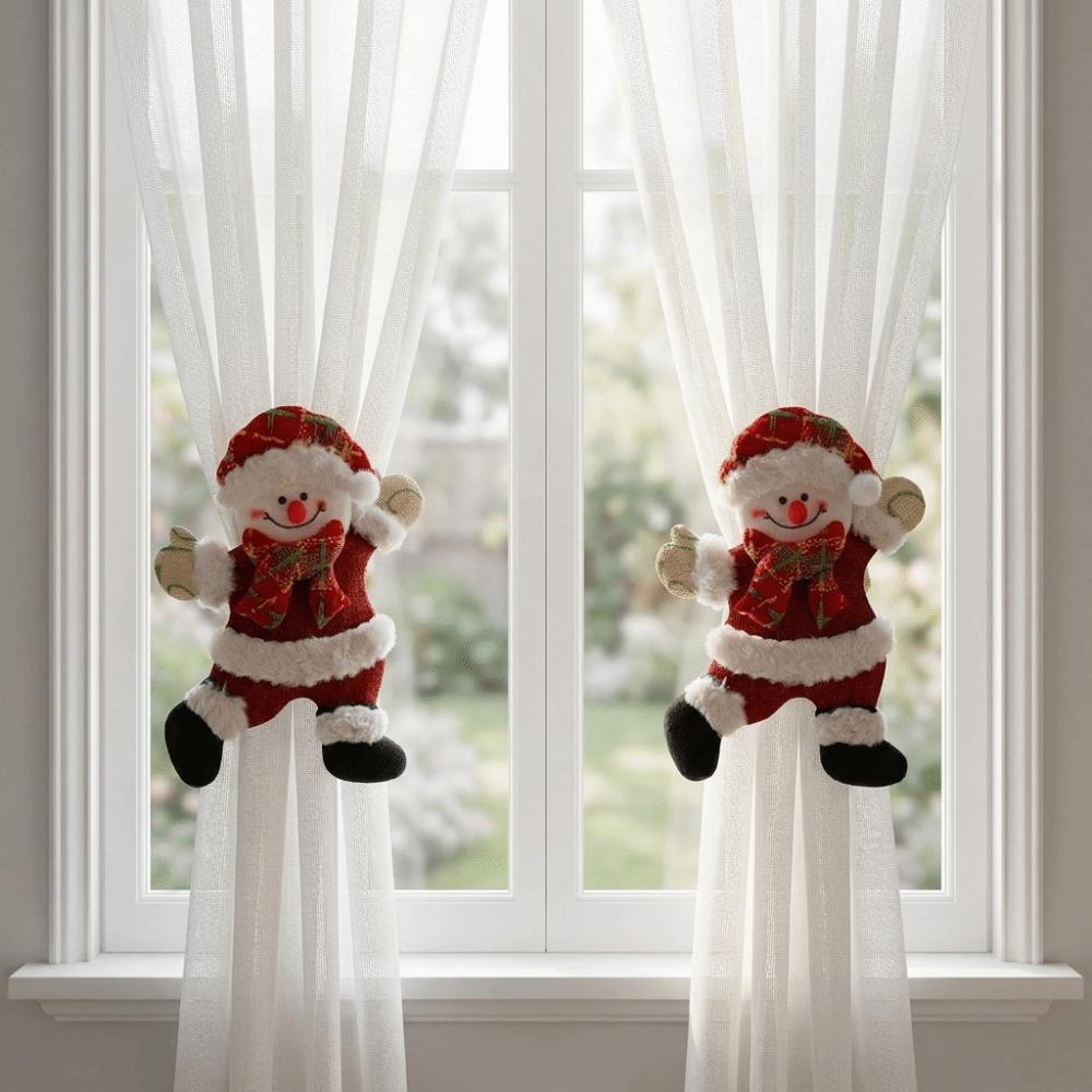 2pcs/set Decorative Christmas Curtain Tiebacks Cartoon Doll Window Curtain Fastener Home