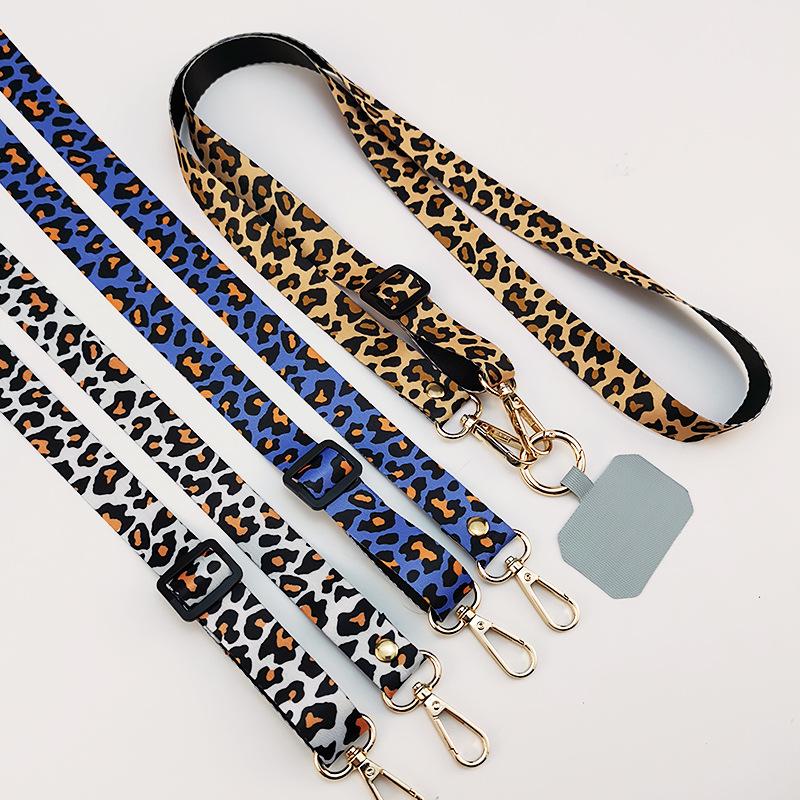 Univerzální nastavitelná dlouhá šňůrka na telefon s leopardím vzorem Krátký řemínek na zápěstí Jednoduchý a stylový Diagonální popruh Zabraňuje ztrátě