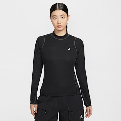 Nike ACG T Shirts Women s Black/Coal Black/Peak White Stand Collar Mod S