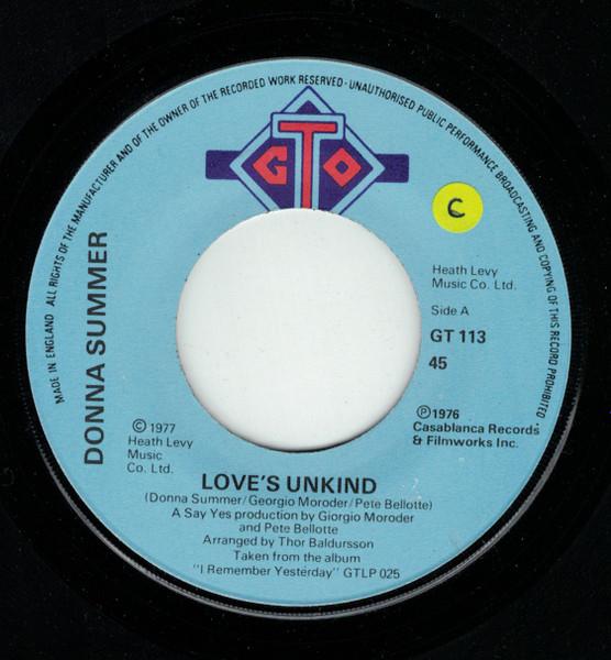 

7inch Record DONNA SUMMER - Love s Unkind GT113 GTO 1977 UK Soul/Funk Used