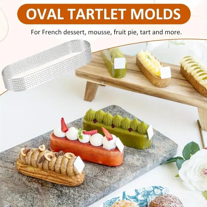 6Pcs Oval Perforated Tart Rings -Stainless Steel Tart Ring Molds For Professional Pastry Cake Molds Tart Rings Baking Molds 6PCS