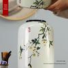 Round Chinese Ceramic Vase: Floral Art for Living Room & Hallway Decor, Ideal for Hydroponics & Silk Flowers