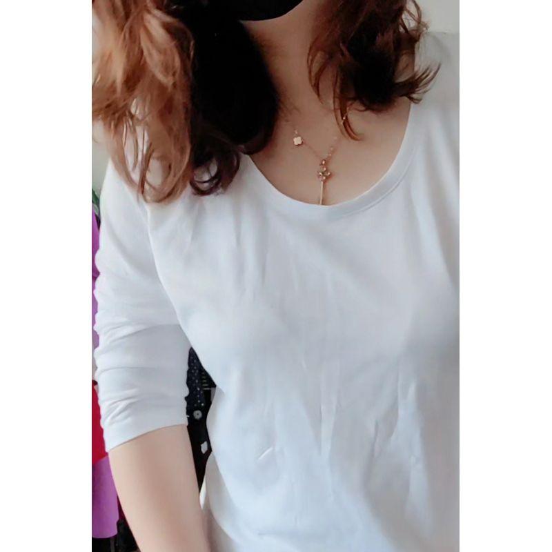 

U Collar Half Sleeve Front Short Back Length Easiest for Match Black Bottoming Shirt Plus Size Women s Clothing Chubby Girl Slim Looking T-shirt Clear White 1X