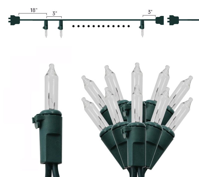 UL588 US Standard Outdoor Waterproof 100-Light Christmas String with Clear Tungsten Filament