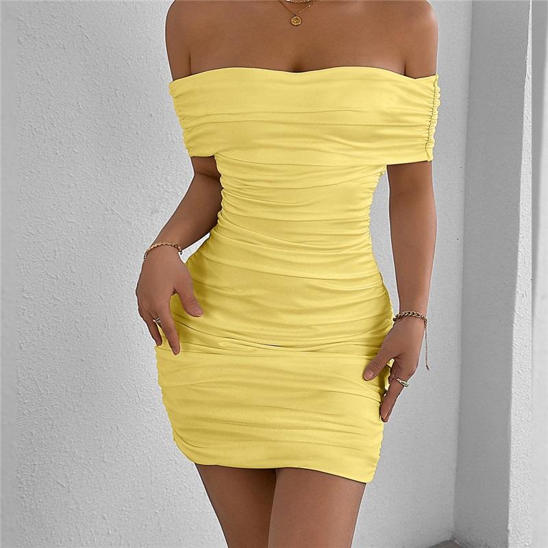 Ladies Summer Skirt European And American Style Sexy One-shoulder Tight-fitting Hip Dress Solid Color Elegant Dating Skirt