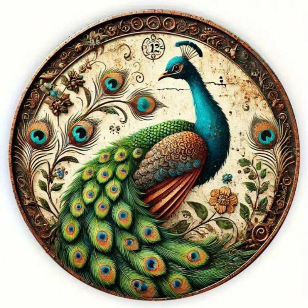 Vintage Peacock Metal Wall Art Elegant Blue Green Ornate Frame Home Bar Decor