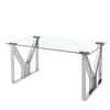 Table De Salle À Manger - Blanc - Verre Et Acier - 180x90x75 Cm - 6 Places - Design Contemporain