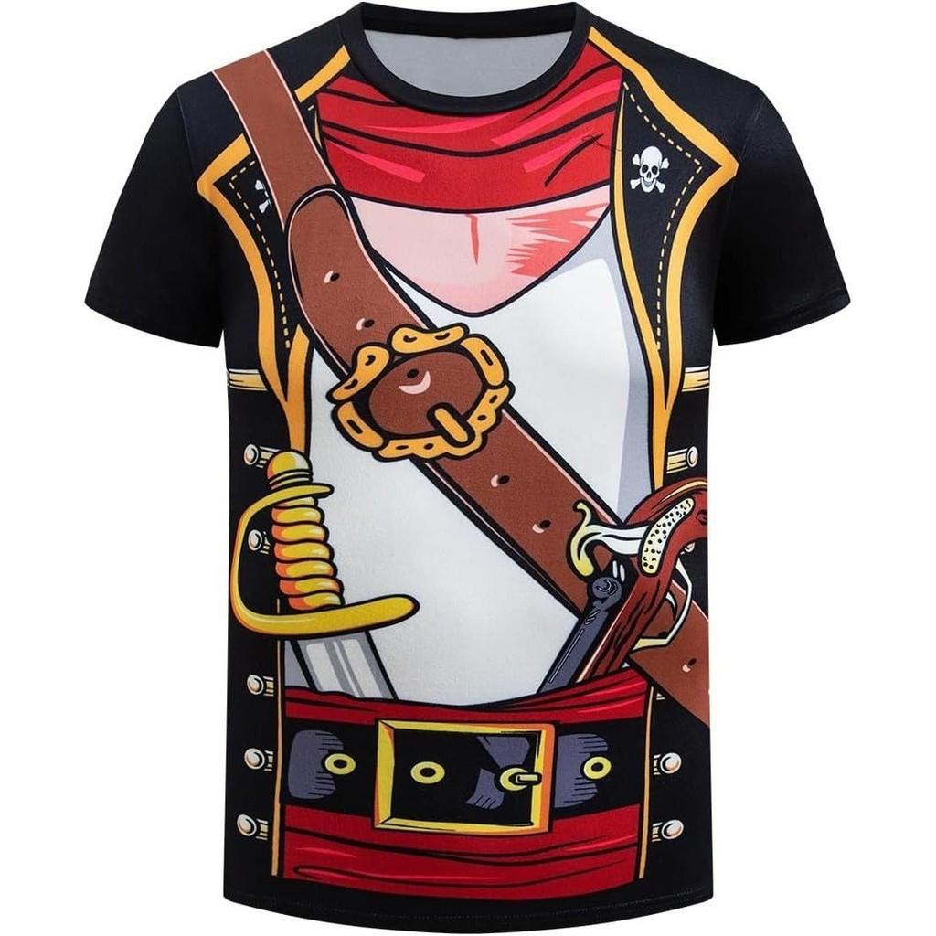 Wacky Spoof Pirate Digital Print T Shirt With Breathable Polyester For Youth Summer Casual Wear