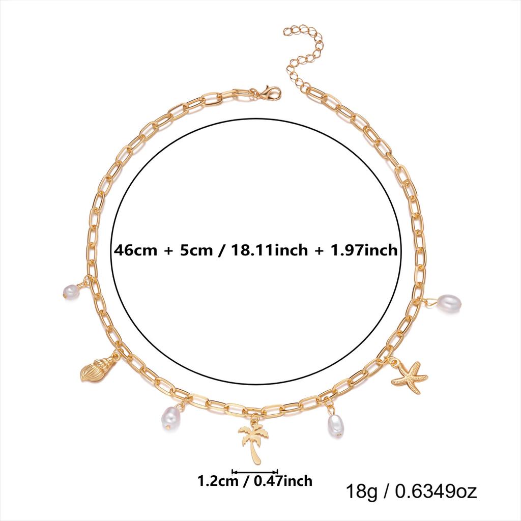 New Starfish Conch Pearl Pendant Necklace for Women Fashionable Casual Summer Beach Versatile Necklace